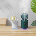 Ventilador elétrico recarregável de mesa portátil USB vaporizador de mesa pulverizador de água Ventilador umidificador dobrável com luz noturna para casa / escritório